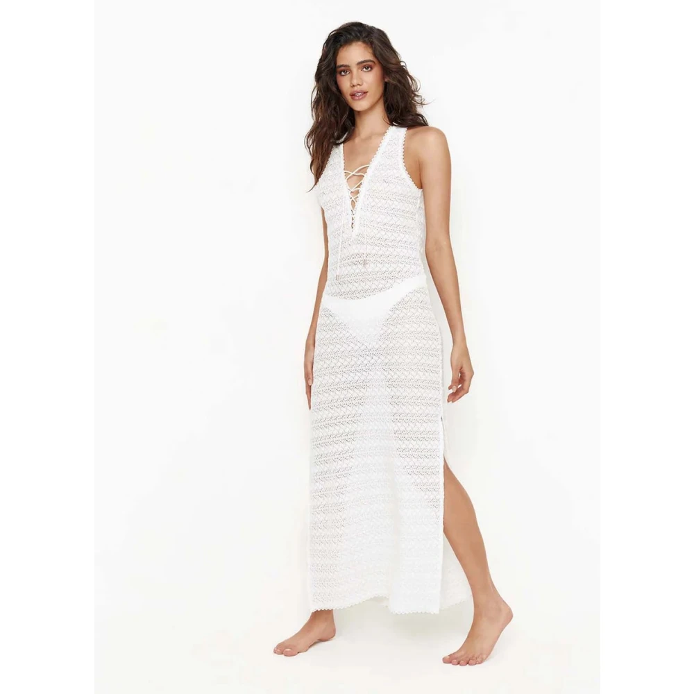 Melissa Odabash Witte Gehaakte Maxi Strandjurk White Dames