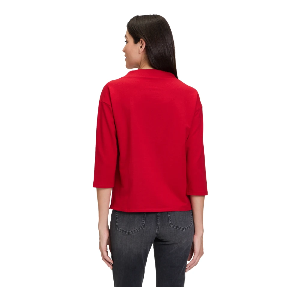 Betty Barclay Glitterend Sweatshirt met Hoge Kraag Red Dames