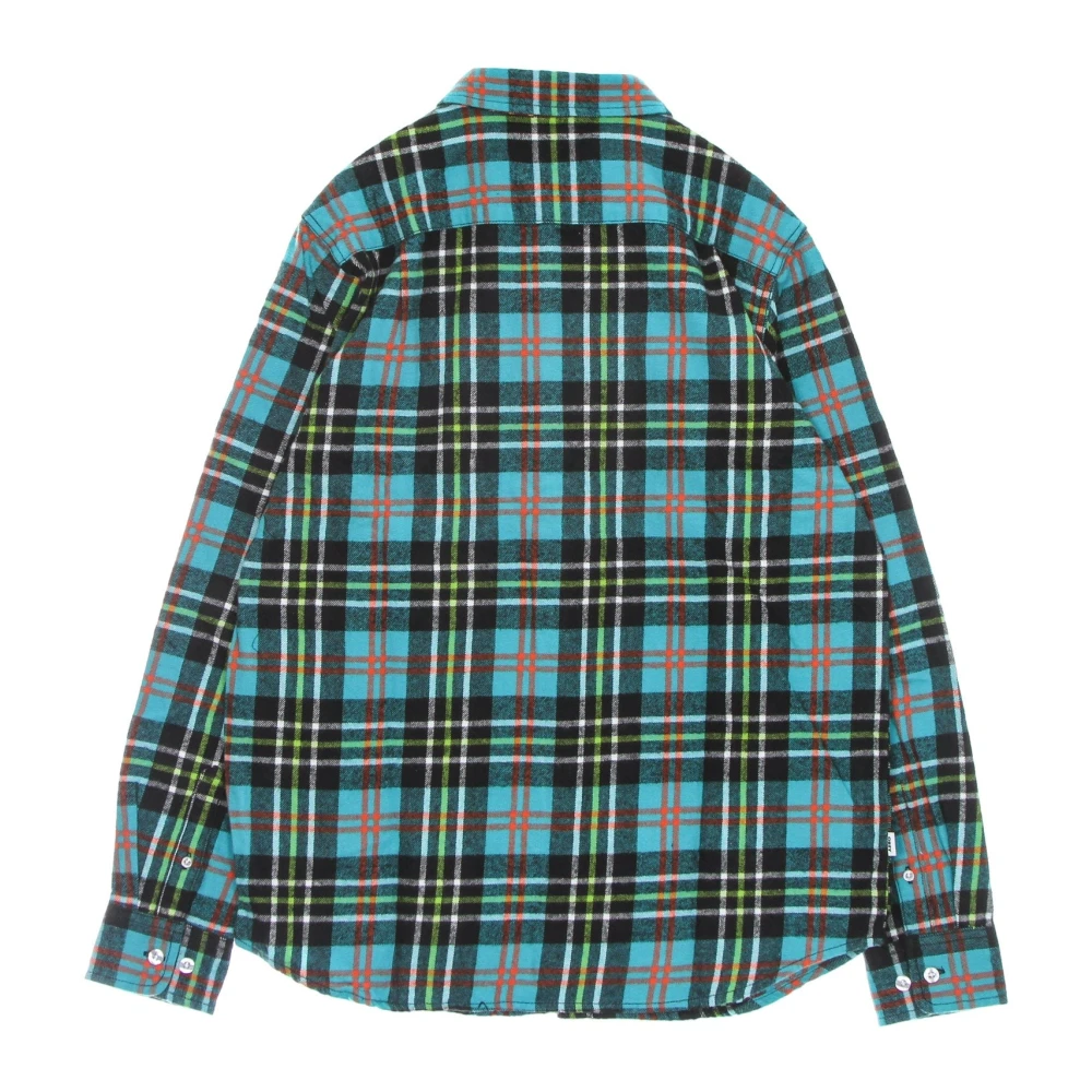 Obey Geruite Flanellen Overhemd Aqua Blue Heren