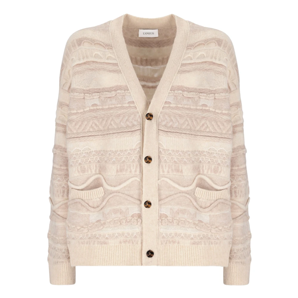 Laneus Cardigan Fantasia Jacquard Beige Heren