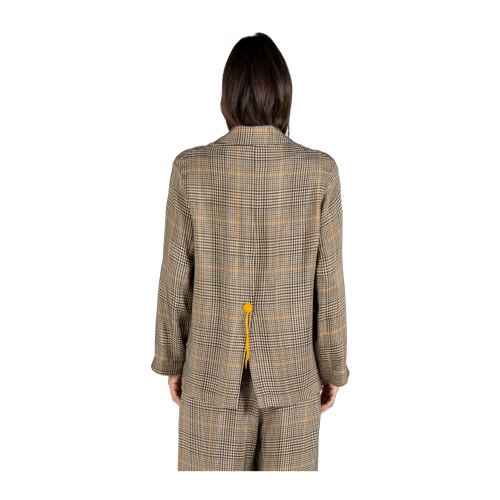 Phisique du Role Shepherd s Check Double-Breasted Blazer Multicolor Dames