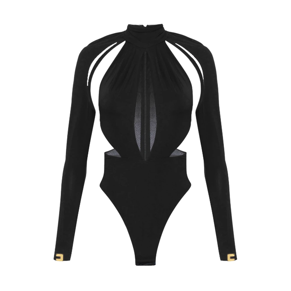 Elisabetta Franchi Zwarte Top met Elegant Ontwerp Black Dames