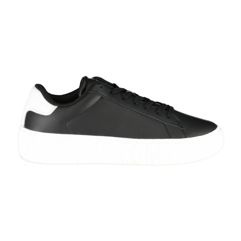 Tommy Hilfiger Men's Black Sneakers, 12 Uk, Polyester Sports Sneaker With Laces And Logo Print