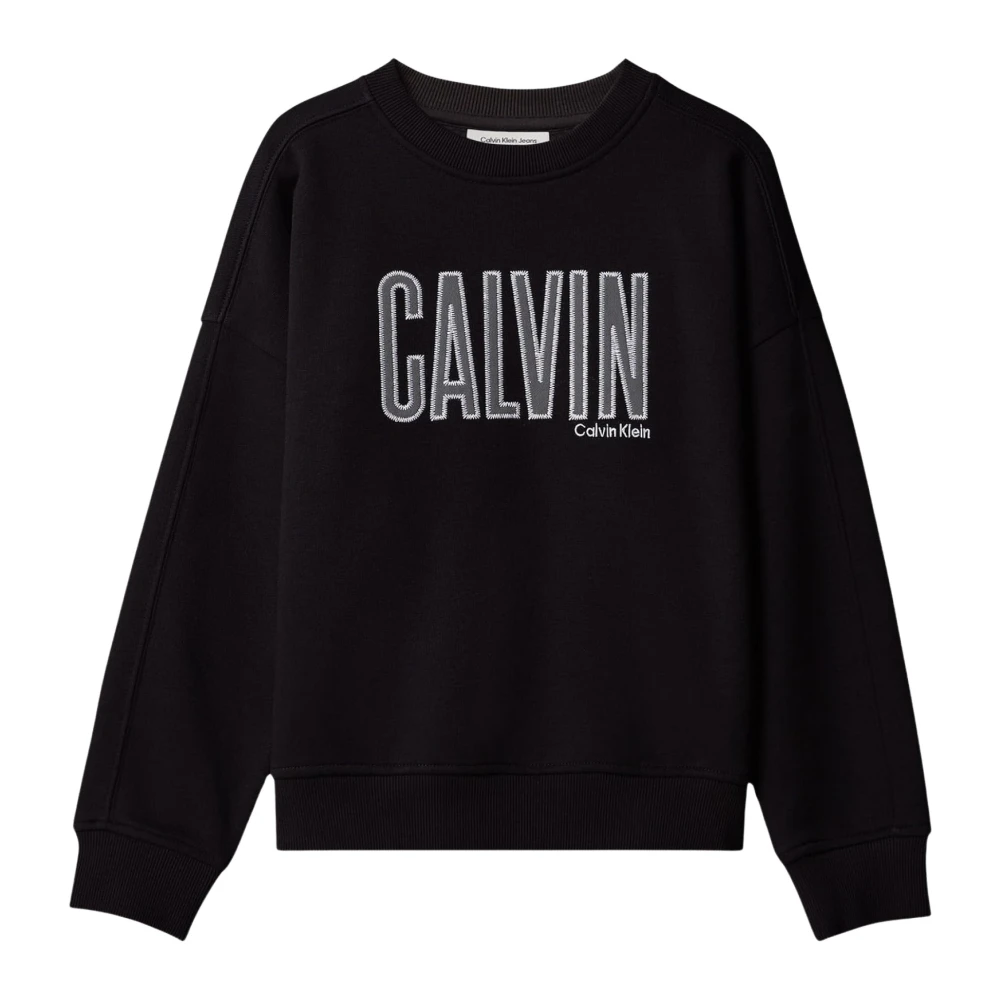 Calvin Klein Jeans Boys Applique Sweatshirt, Black, Size 6 Years - Image 2