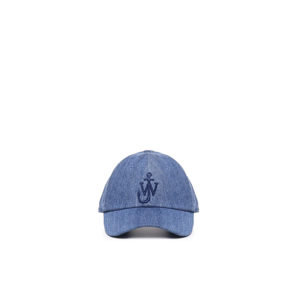 JW Anderson Blauwe Katoenen Hoeden met Logo Borduursel Blue Unisex