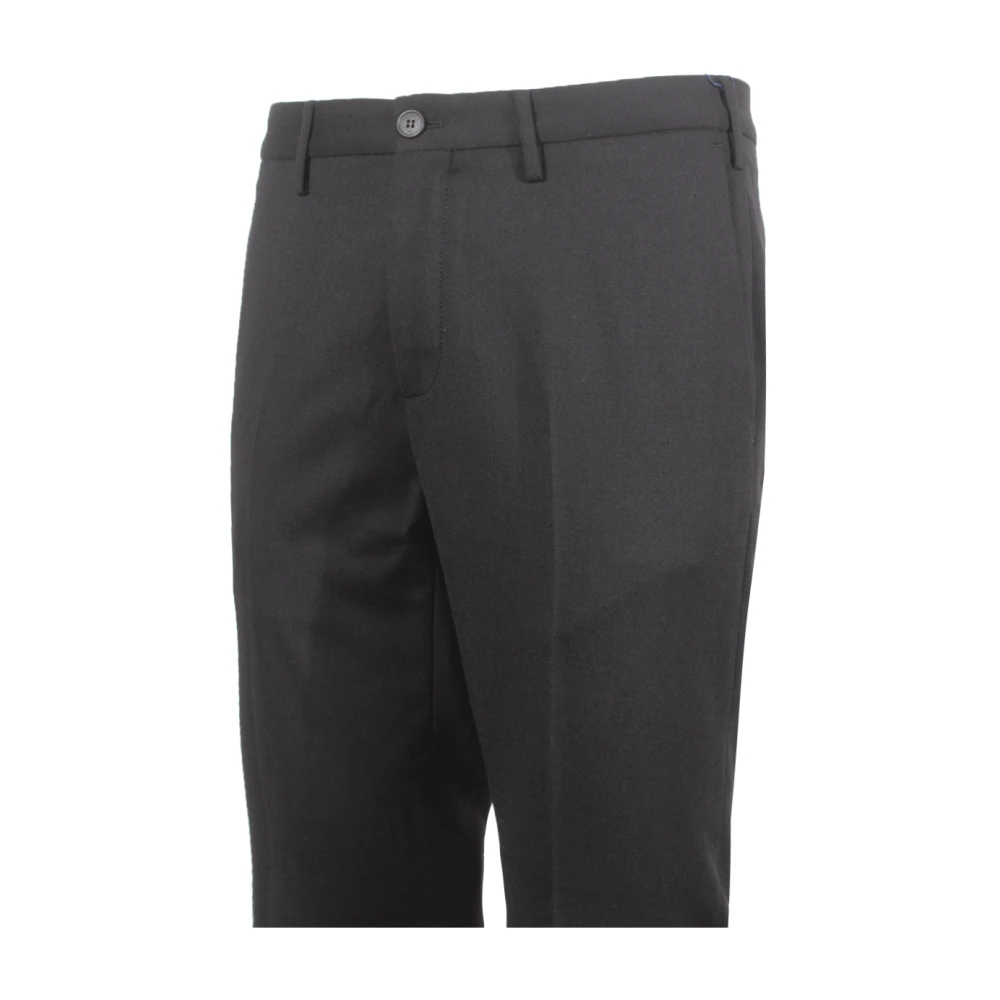 Incotex Zwarte Wollen Broek Black Heren