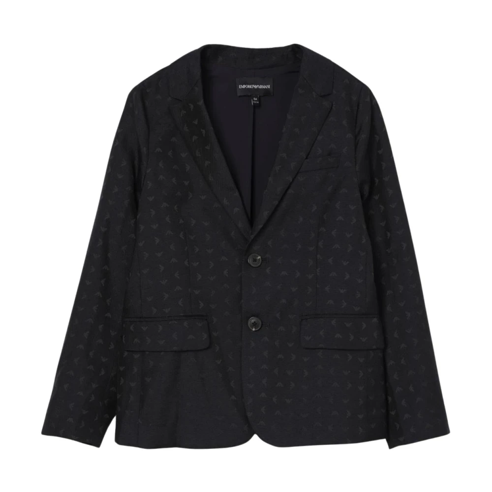 Emporio Armani Boys Blue Kids Occasion Wear, 12 Y, Elegant Eagle Logo Blazer