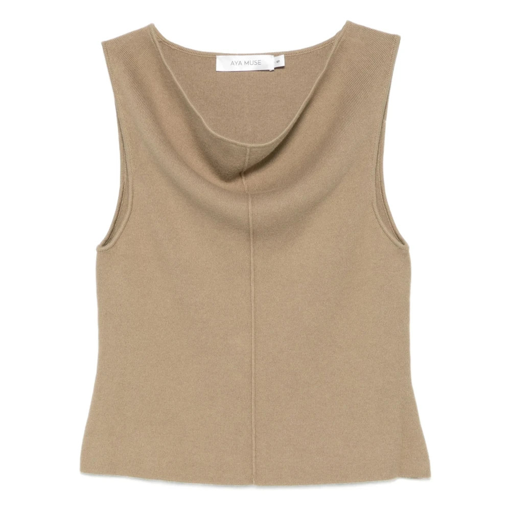 Aya Muse Beige Off Shoulder Seam Top