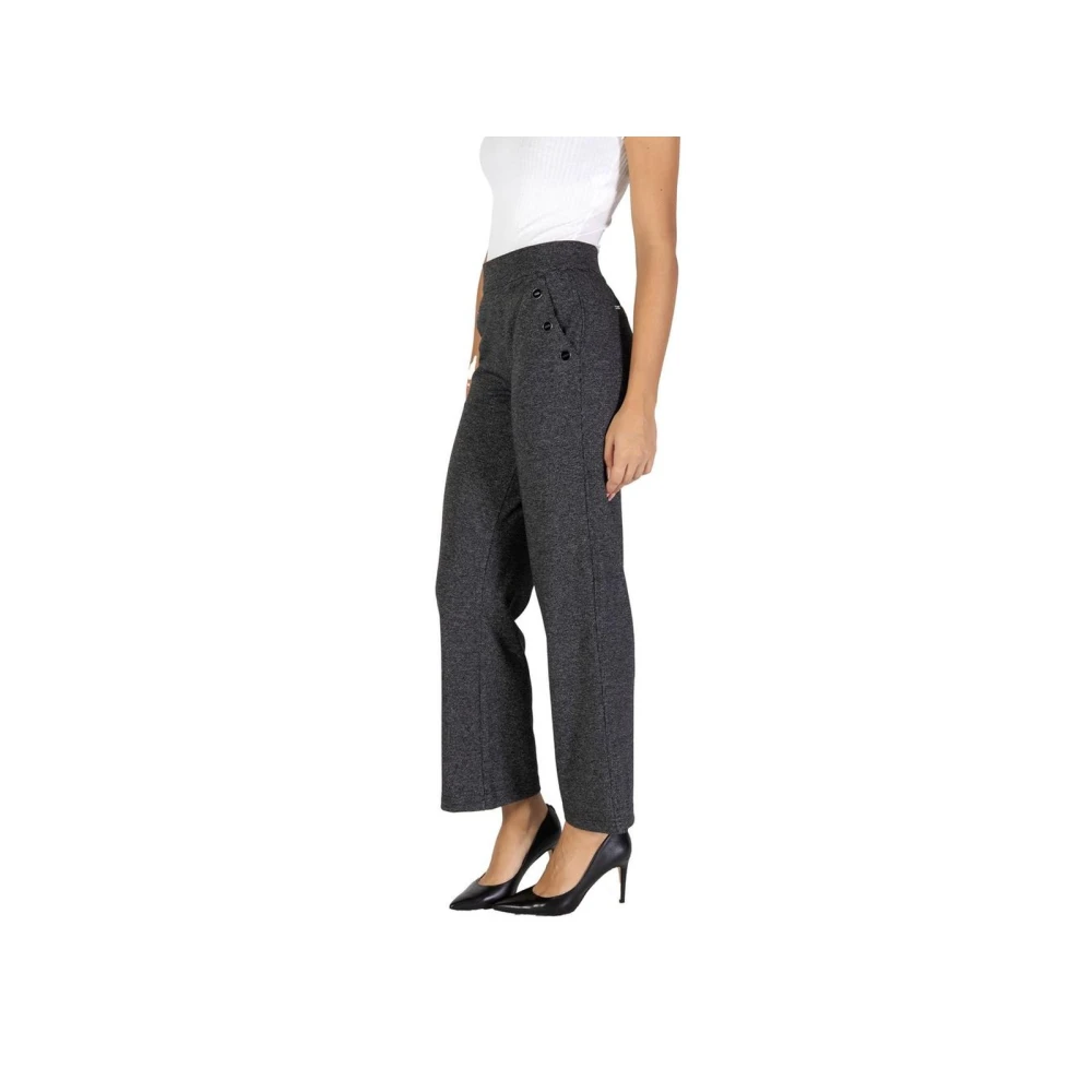 Street One Zwarte Hoge Taille Wijde Pijpen Broek Black Dames
