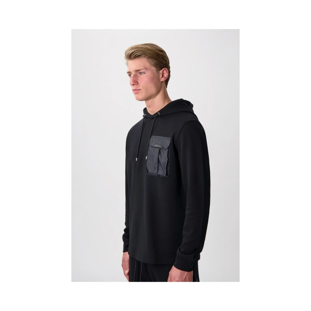Balr. Zwarte Cargo Hoodie met Geborduurd Logo Black Heren