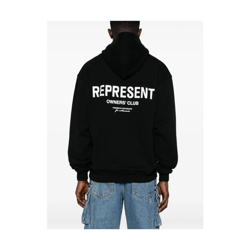 Represent Hooded Logo Sweatshirt Black Heren