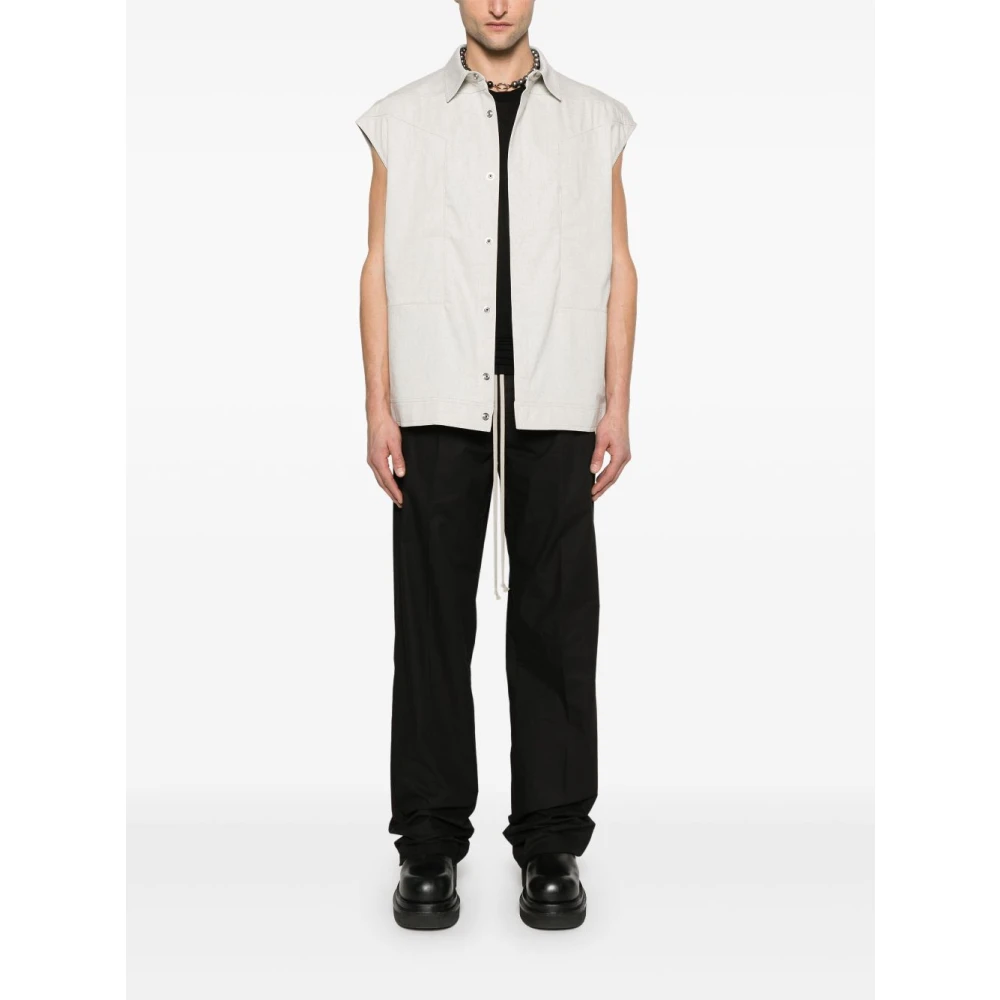 Rick Owens Mouwloze Jas met Zakken Beige Heren
