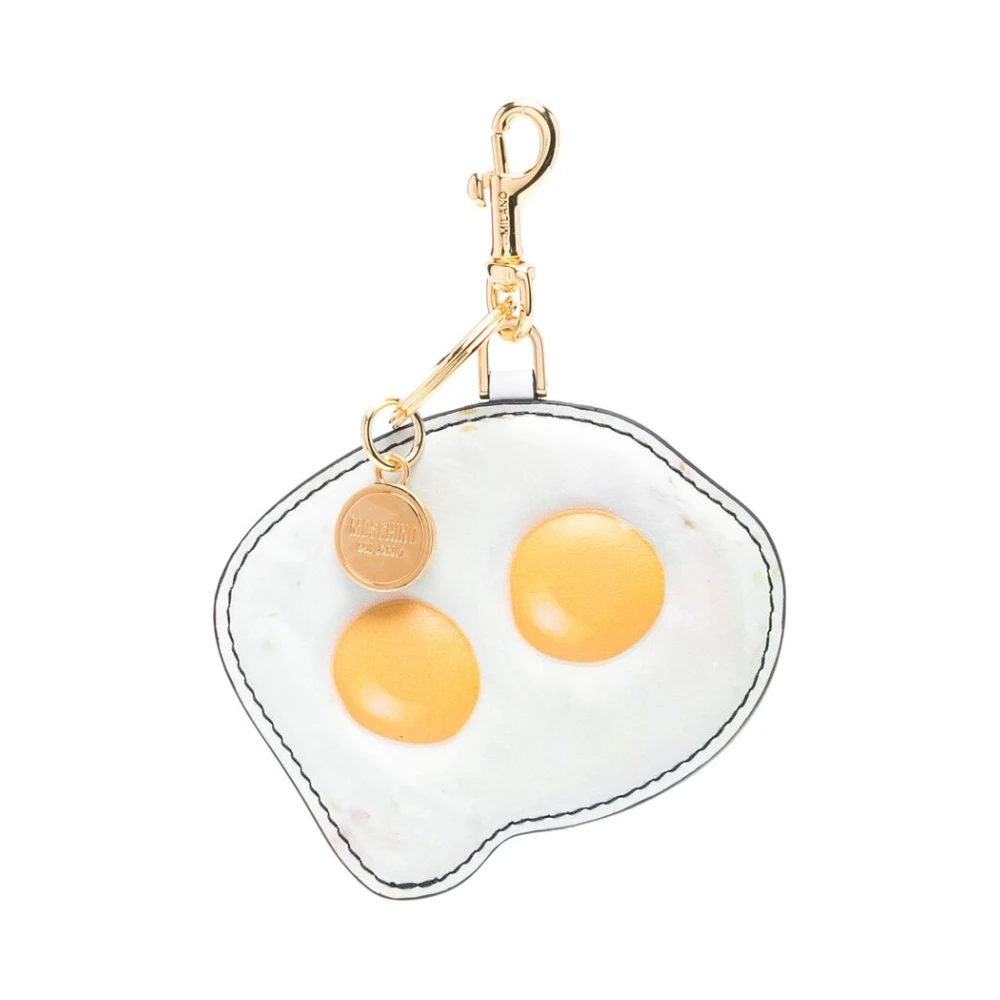 Moschino Stijlvolle Sleutelhanger met Kreeftklauw Bevestiging White Dames