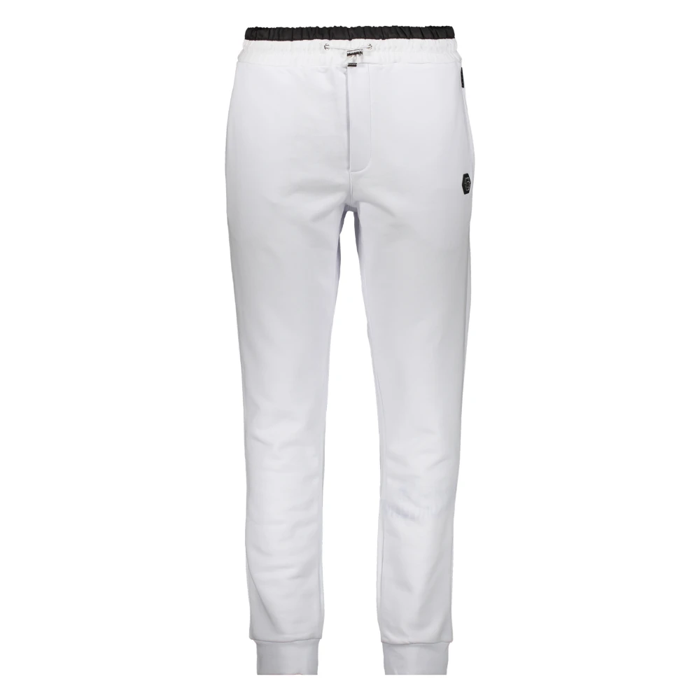 Philipp Plein Logo Patch Jersey Sweatpants White Heren