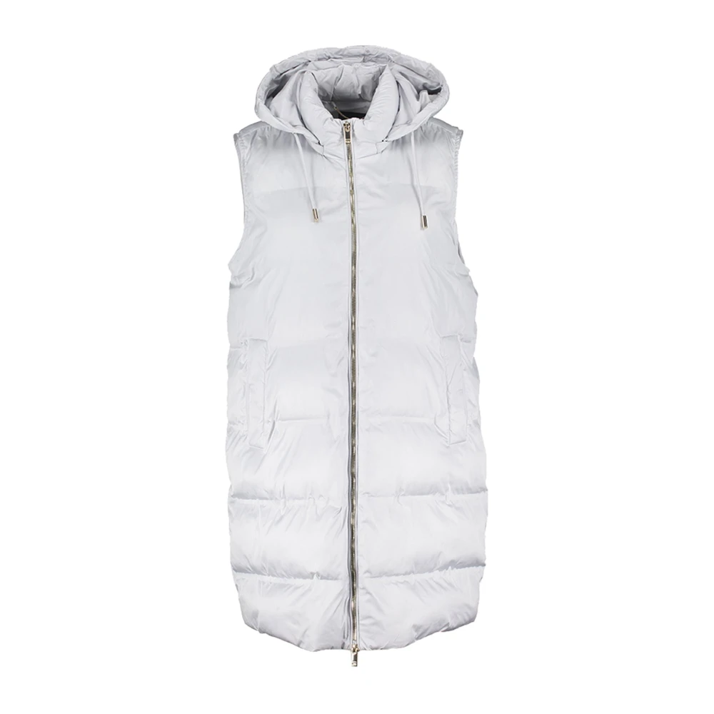 Kocca Lang gewatteerd vest met rits en capuchon White Dames