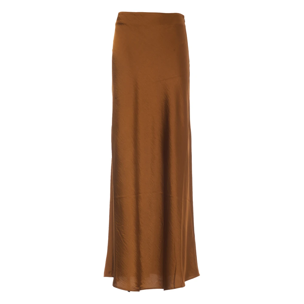 Essentiel Antwerp Bronze Maxi Satijnen Lange Rok Brown Dames