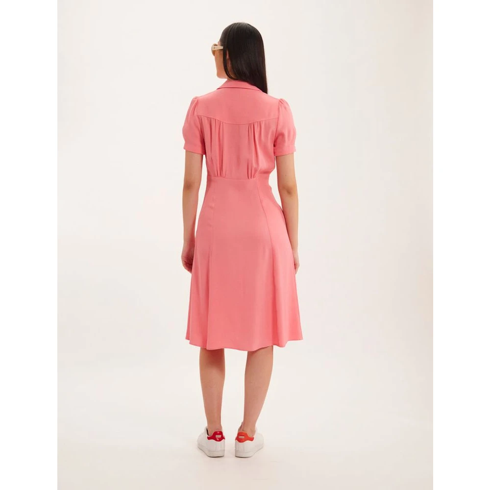 Ines De La Fressange Paris Roze Viscose Crepe Zomerjurk Pink Dames