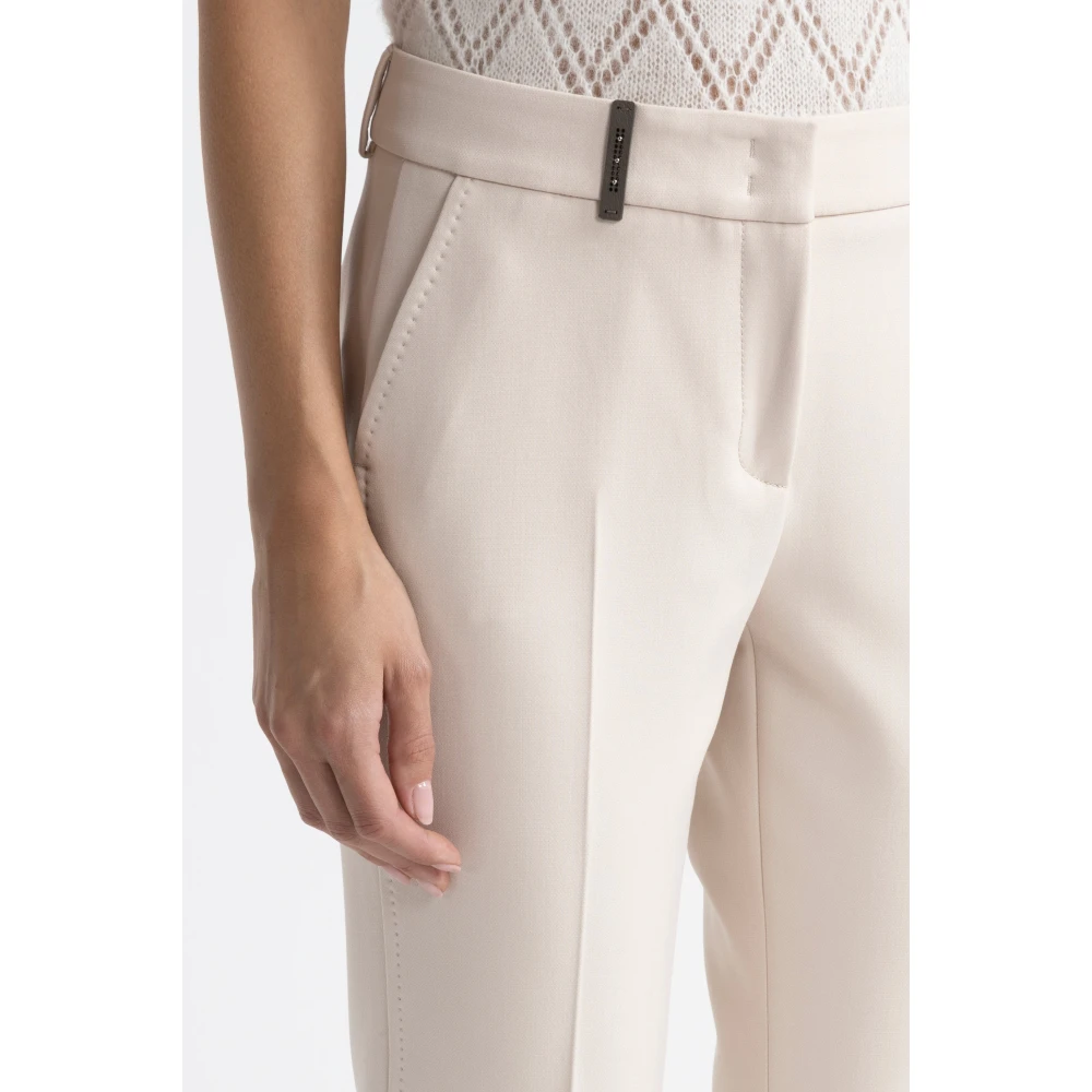 PESERICO Cigaretbroek van tweeweg stretchstof Beige Dames