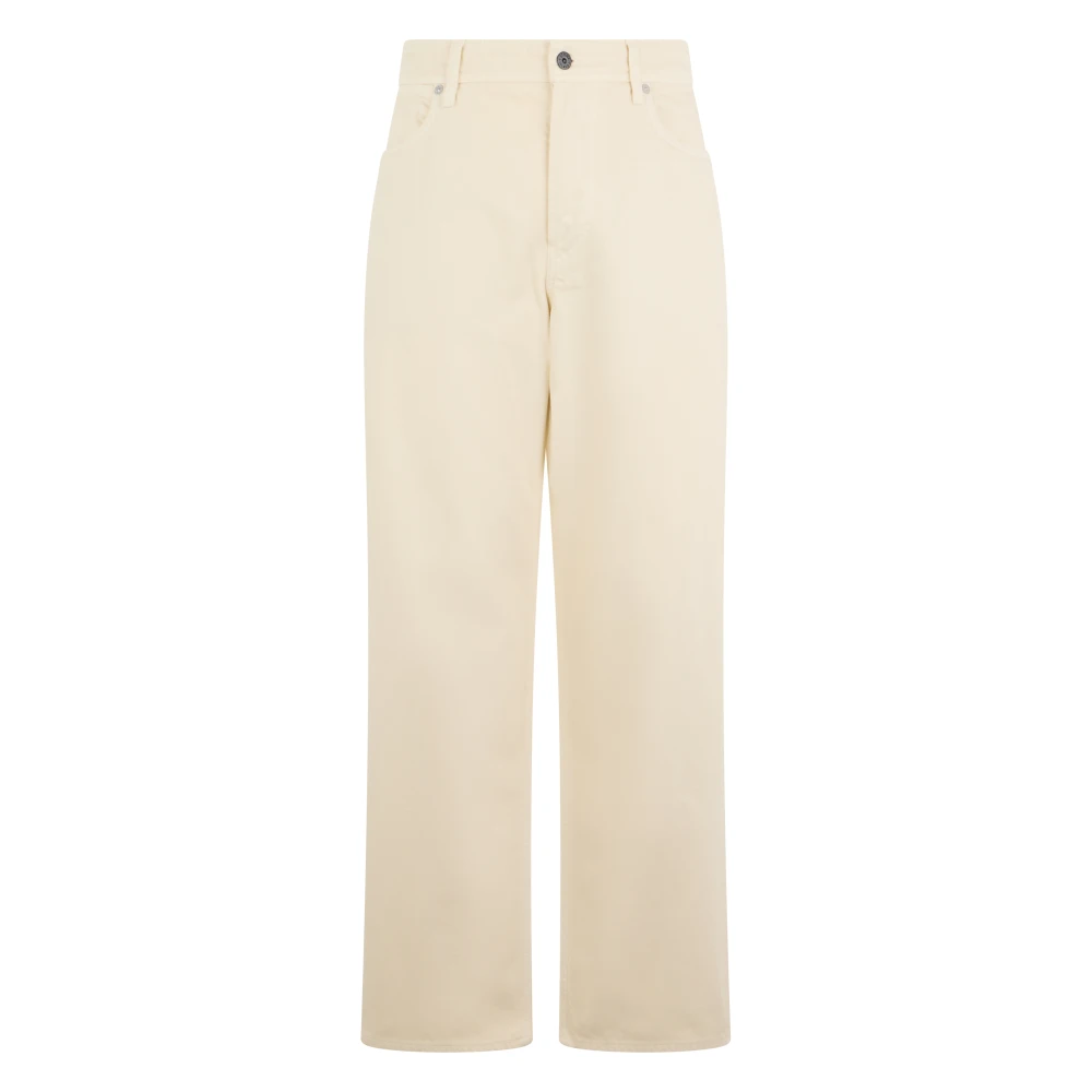 Stone Island Beige Loose And Straight Cotton Trousers - Male - Straight Fit Jeans - W32 - Jeans