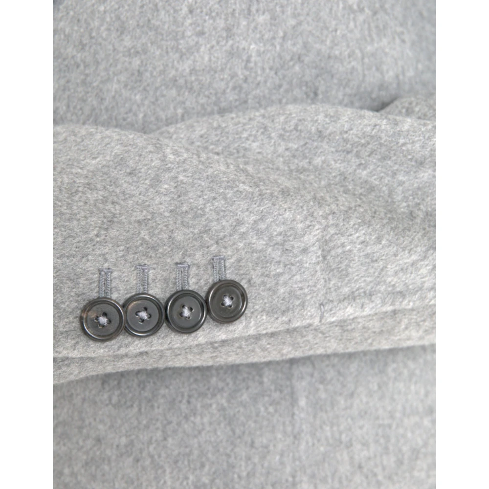 Dolce & Gabbana Grijze Cashmere Trenchcoat Jas Gray Heren