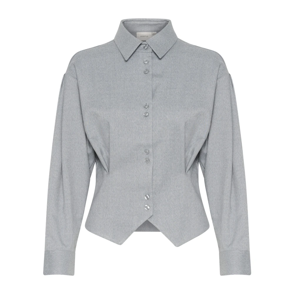 Gestuz Melange Shirt Bluser Grijsblauw Moderne Stijl Gray Dames