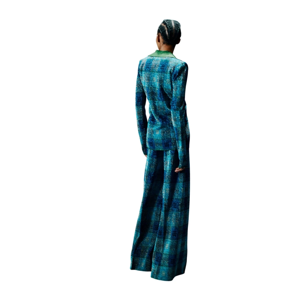 Circus Hotel Pixel Check Jacquard Polo Shirt Blue Dames
