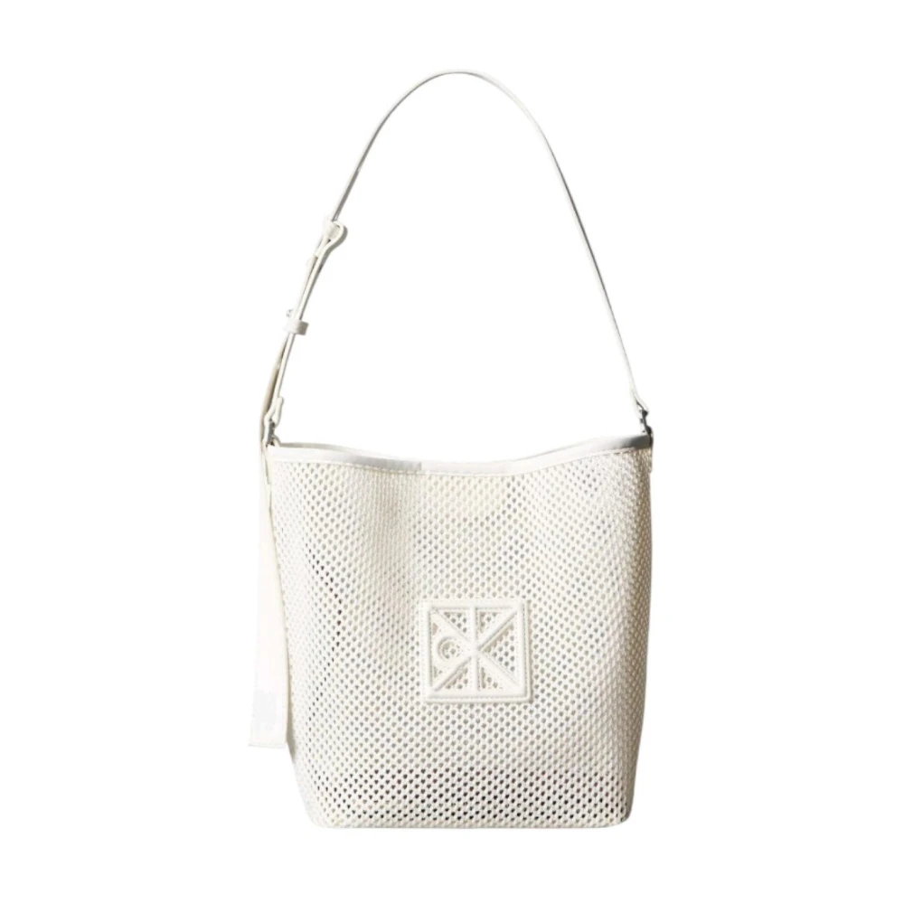 Calvin Klein Women's White Mesh Bucket Bag - Shoulder Bags - One Size - Bags