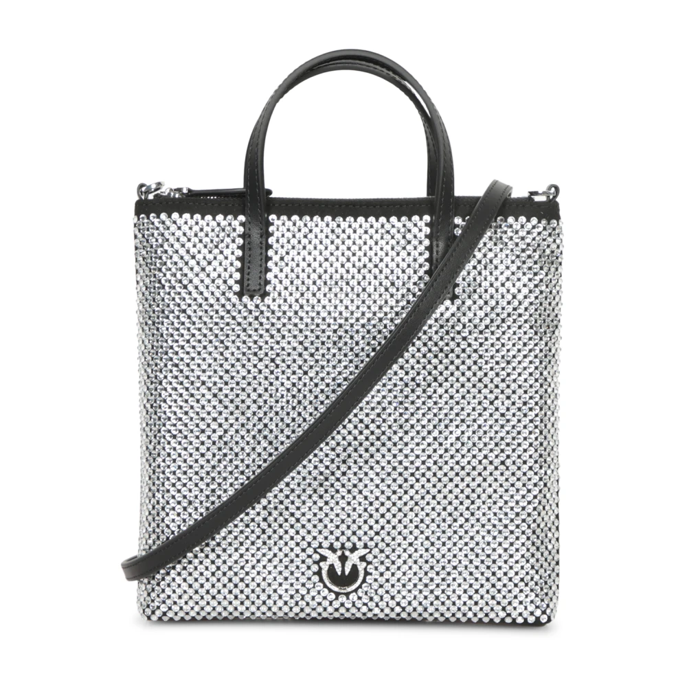 pinko Kristal versierde mini shopper tas Black Dames