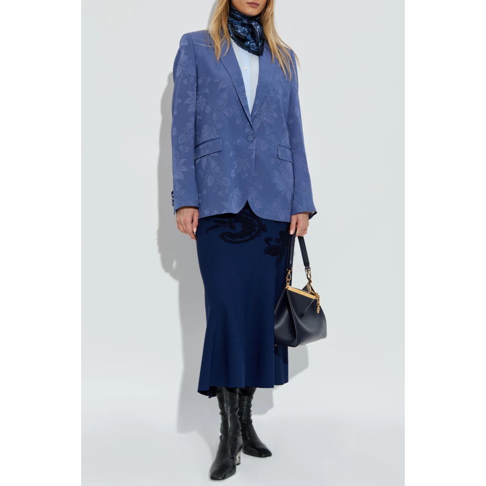 ETRO Satin blazer met bloemenpatroon Blue Dames