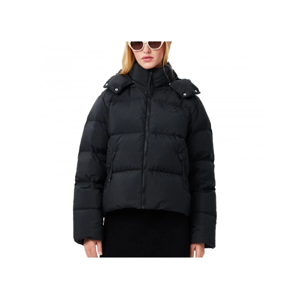 Lacoste Dames Logo Gewatteerde Jas Black Dames