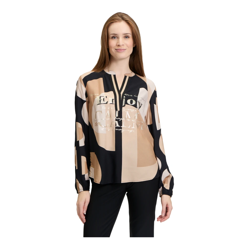 Betty Barclay Grafische Print Lange Blouse met Opstaande Kraag Multicolor Dames