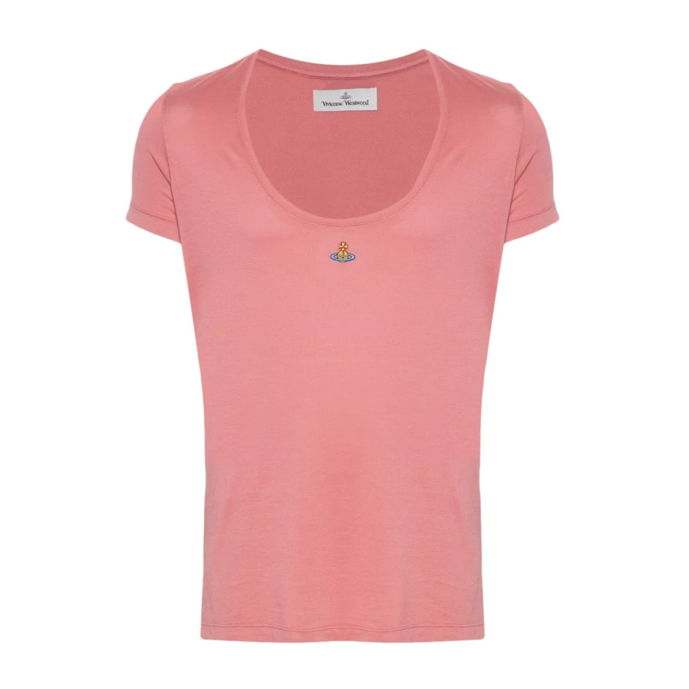 Vivienne Westwood Rosa Jersey T-shirt med Orb Logo Pink, Unisex