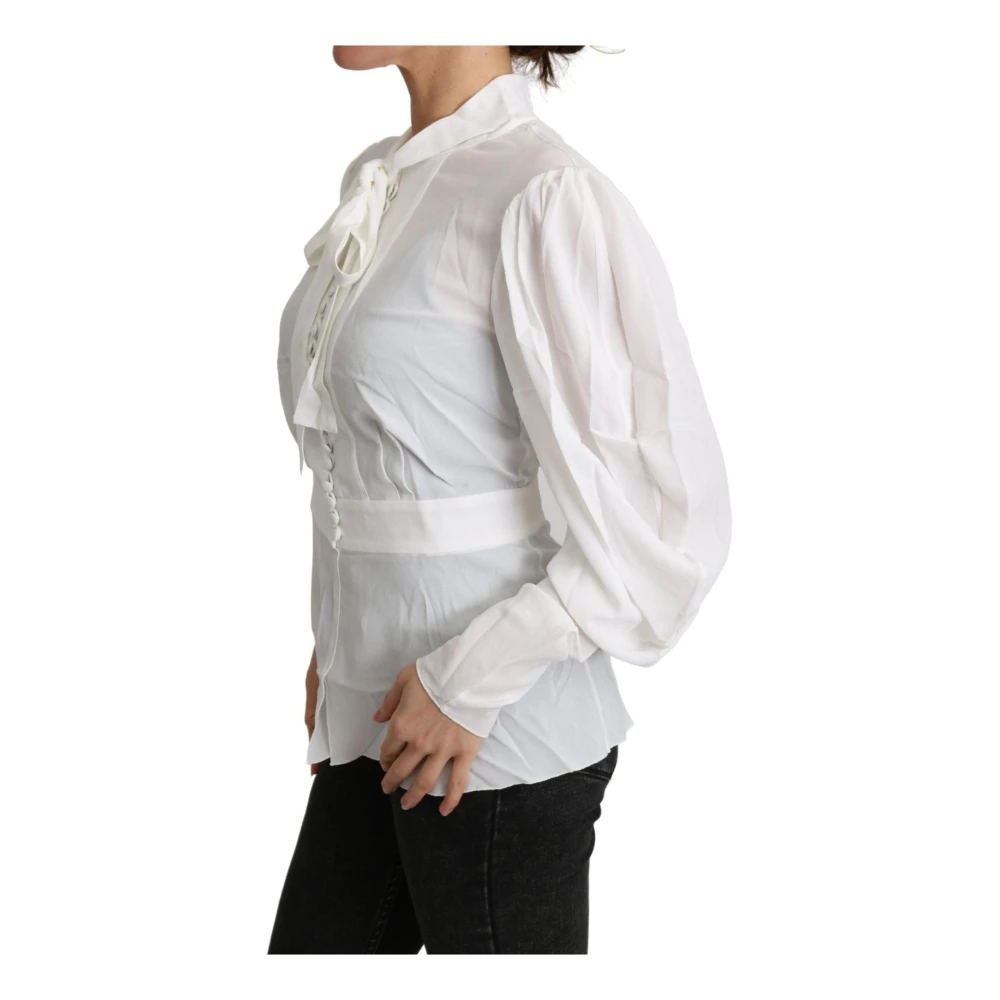 Dolce & Gabbana Zijden blouse met strik White Dames