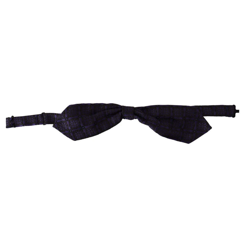Dolce & Gabbana Men's Blue Bowties, One Size, Geometric Silk Adjustable Neck Papillon Tie