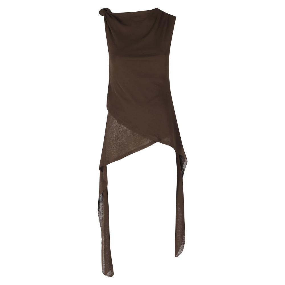 Ganni Women's Brown Top In Marl Mesh - Sleeveless Tops - 2XS - Tops