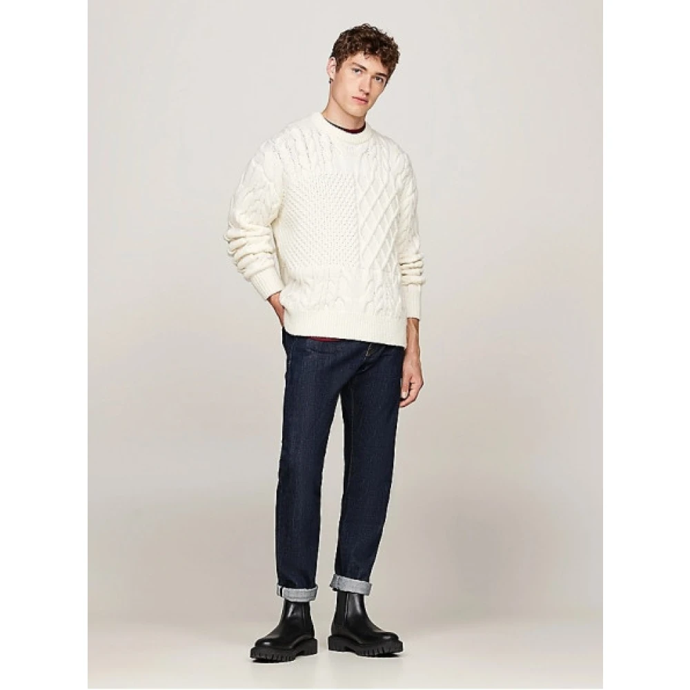Tommy Hilfiger Gemengde wol gebreide trui Beige Heren
