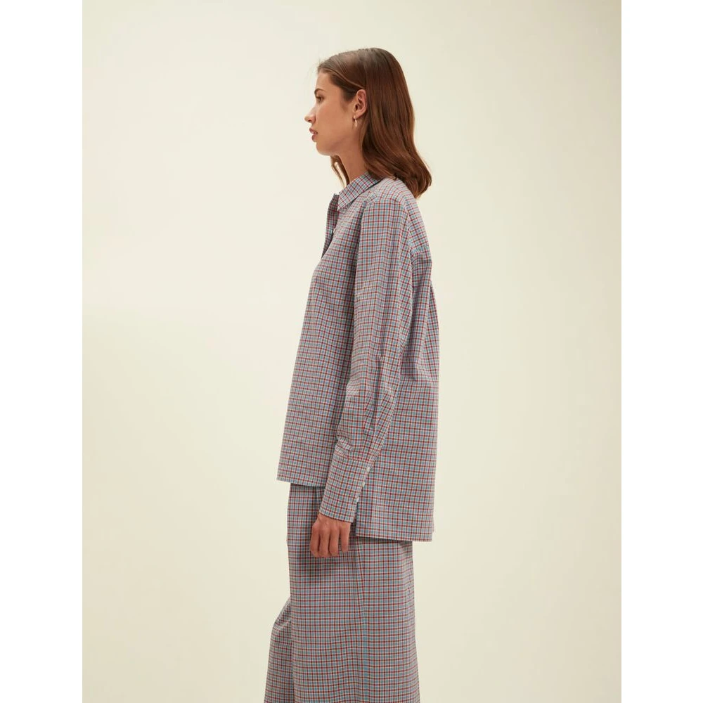 Ines De La Fressange Paris Turquoise Geruite Overhemd Elegante Stijl Multicolor Dames