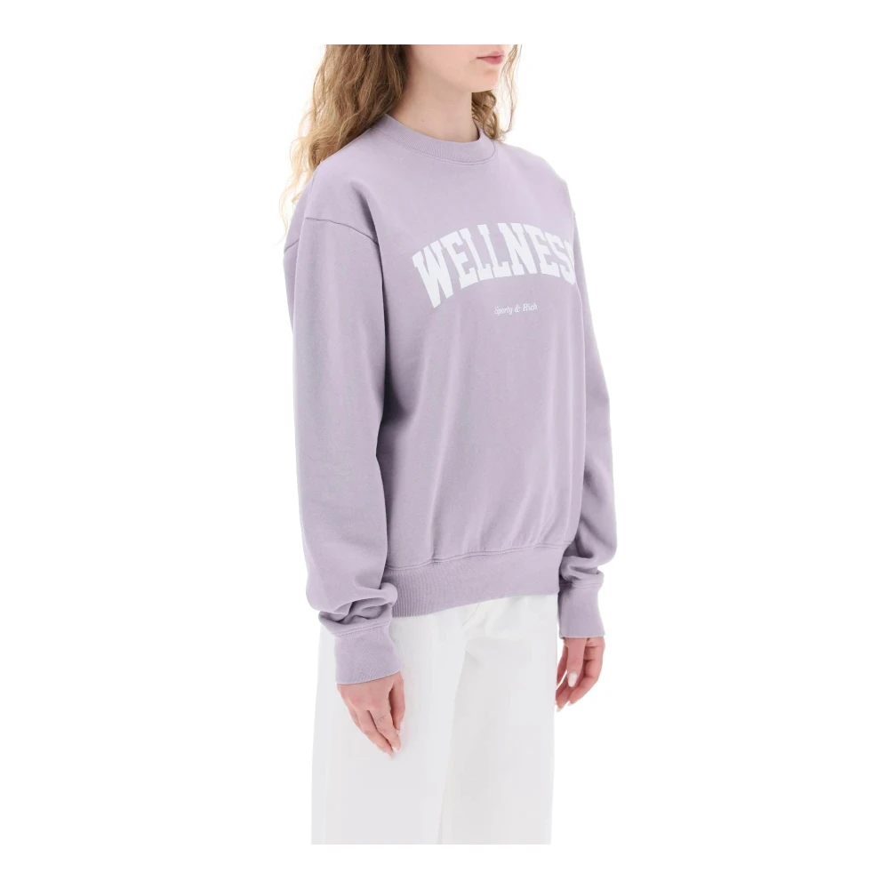 Sporty & Rich Sweatshirt met contrasterende Wellness-print Purple Dames