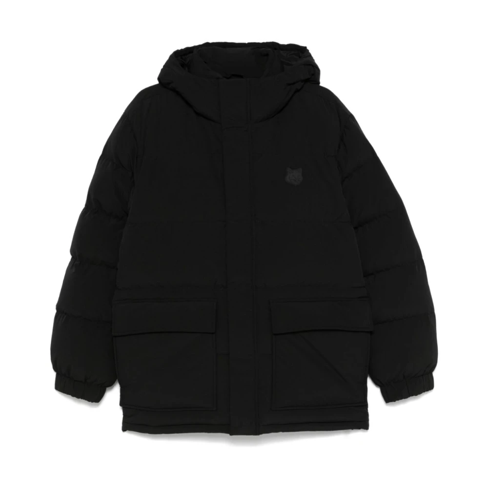 Maison Kitsuné Zwarte waterafstotende gewatteerde donsjas Black Heren