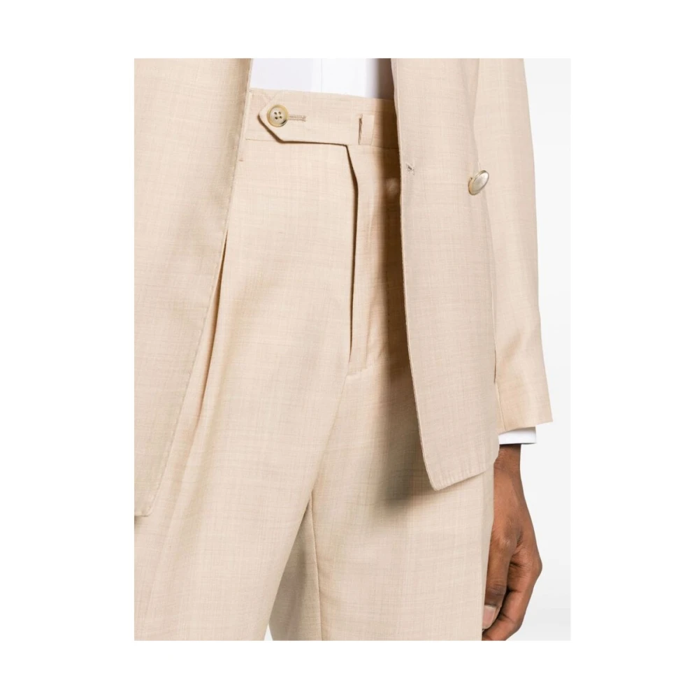 Gabo Napoli Geruit Blazer en Broek Set Beige Heren