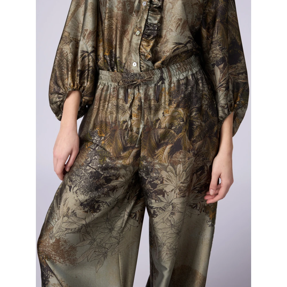 Oltre Palazzo satijnen broek in fantasie Green Dames