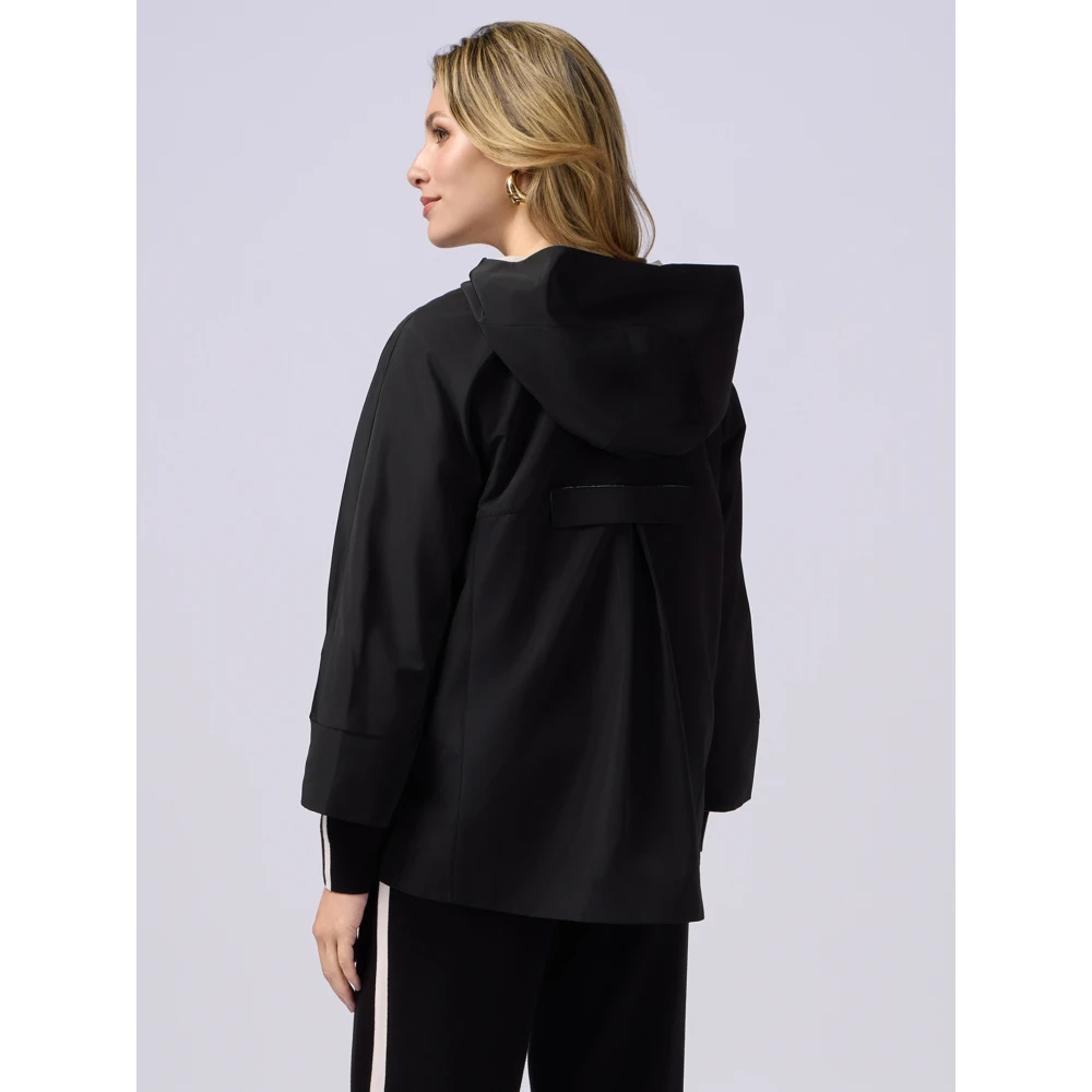 Oltre Taft parka met capuchon en rits Black Dames