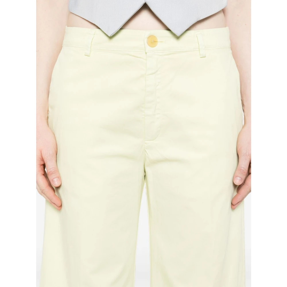 Forte Pastelgele Broek met Voorknoop Yellow Dames