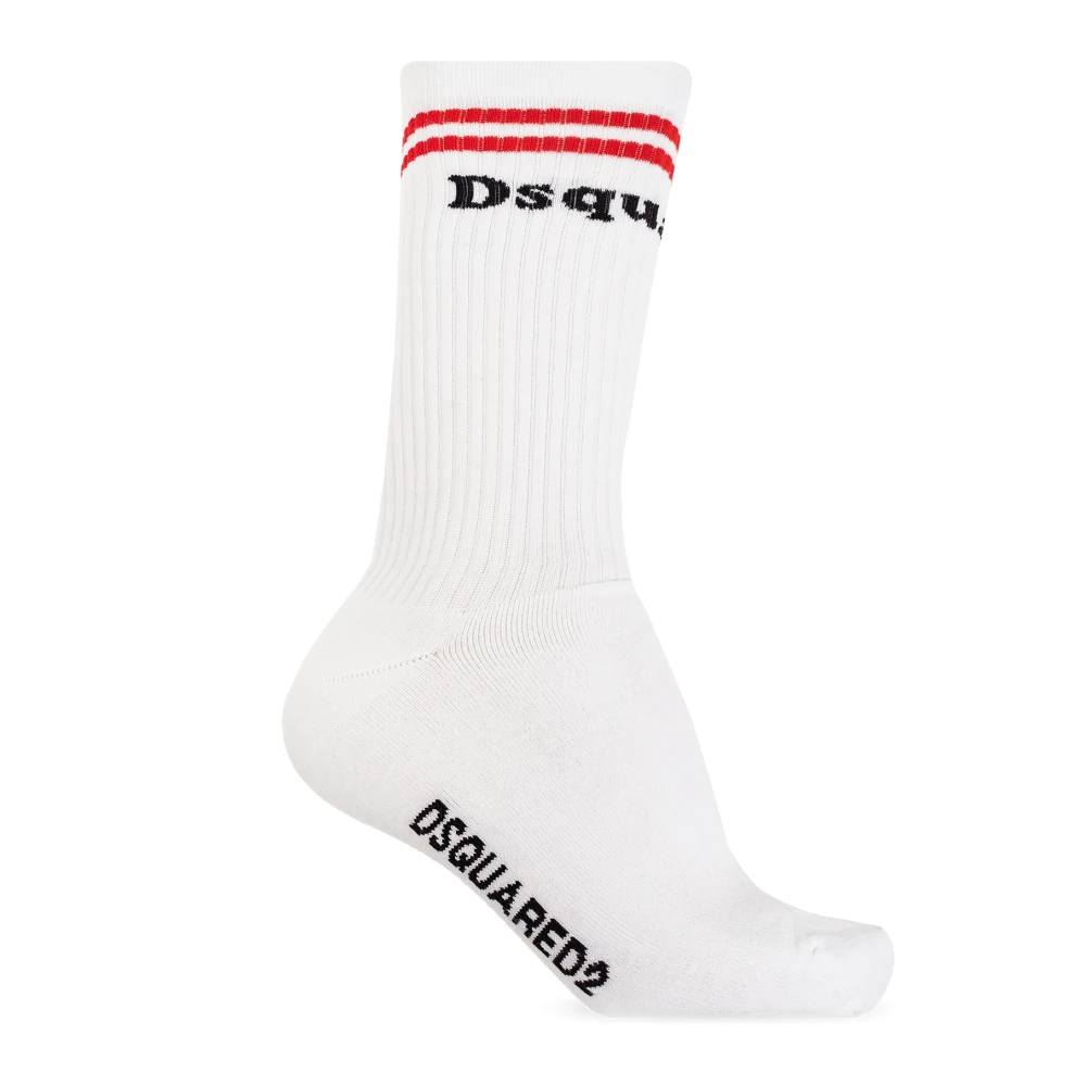 Dsquared2 Katoenen sokken met logo White Heren