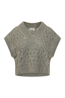 Sequin V-neck Stickad Väst