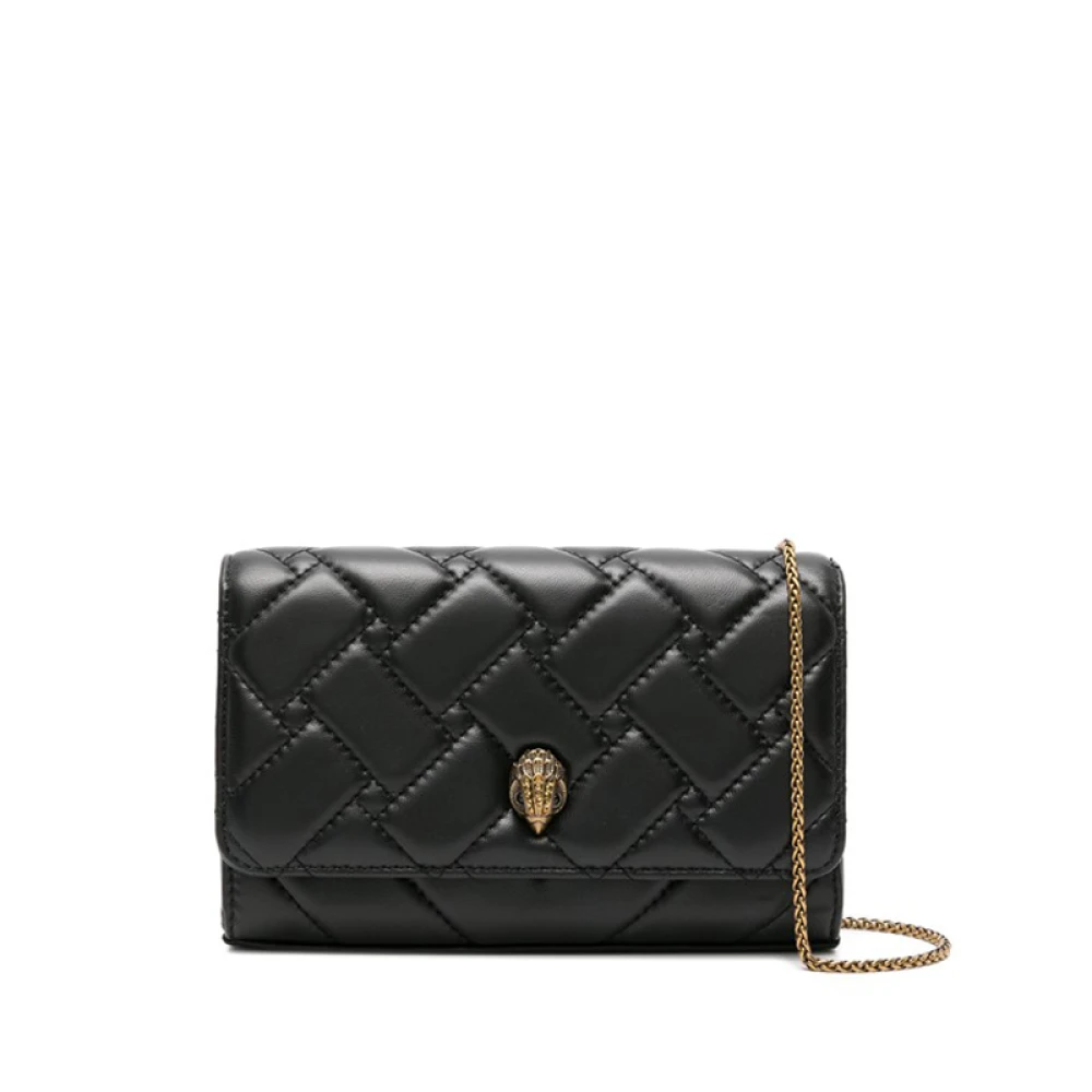 Kurt Geiger Zwarte leren clutch met glasapplicaties Black Dames