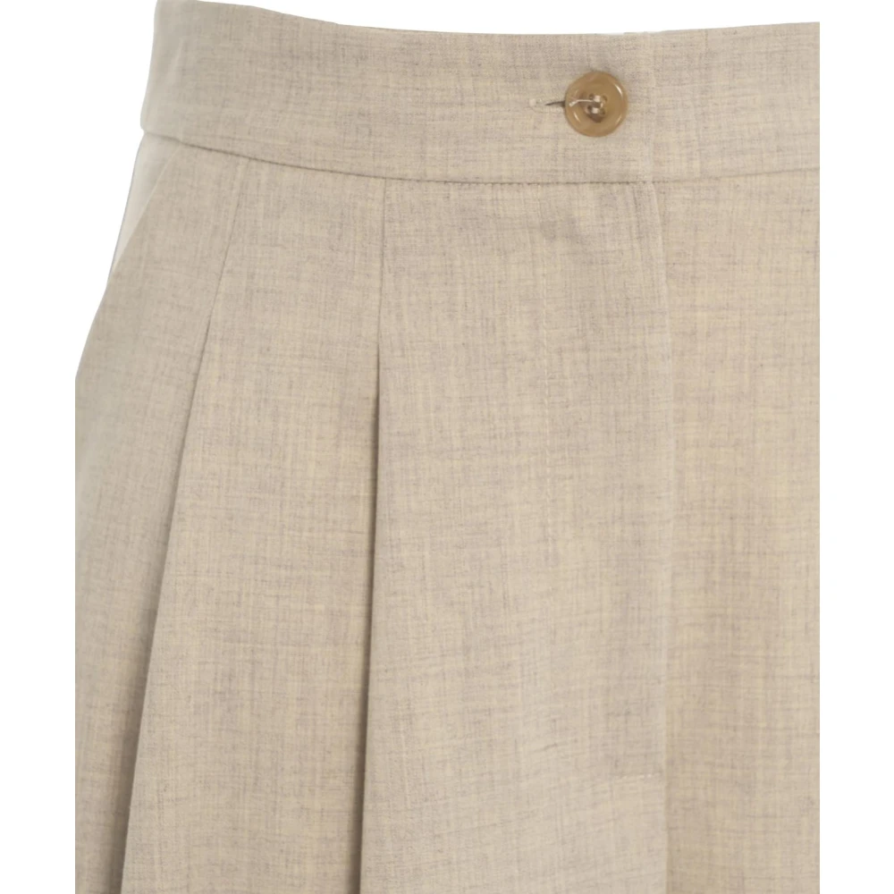 Ottod'Ame Beige Geplooide Bermuda's Beige Dames