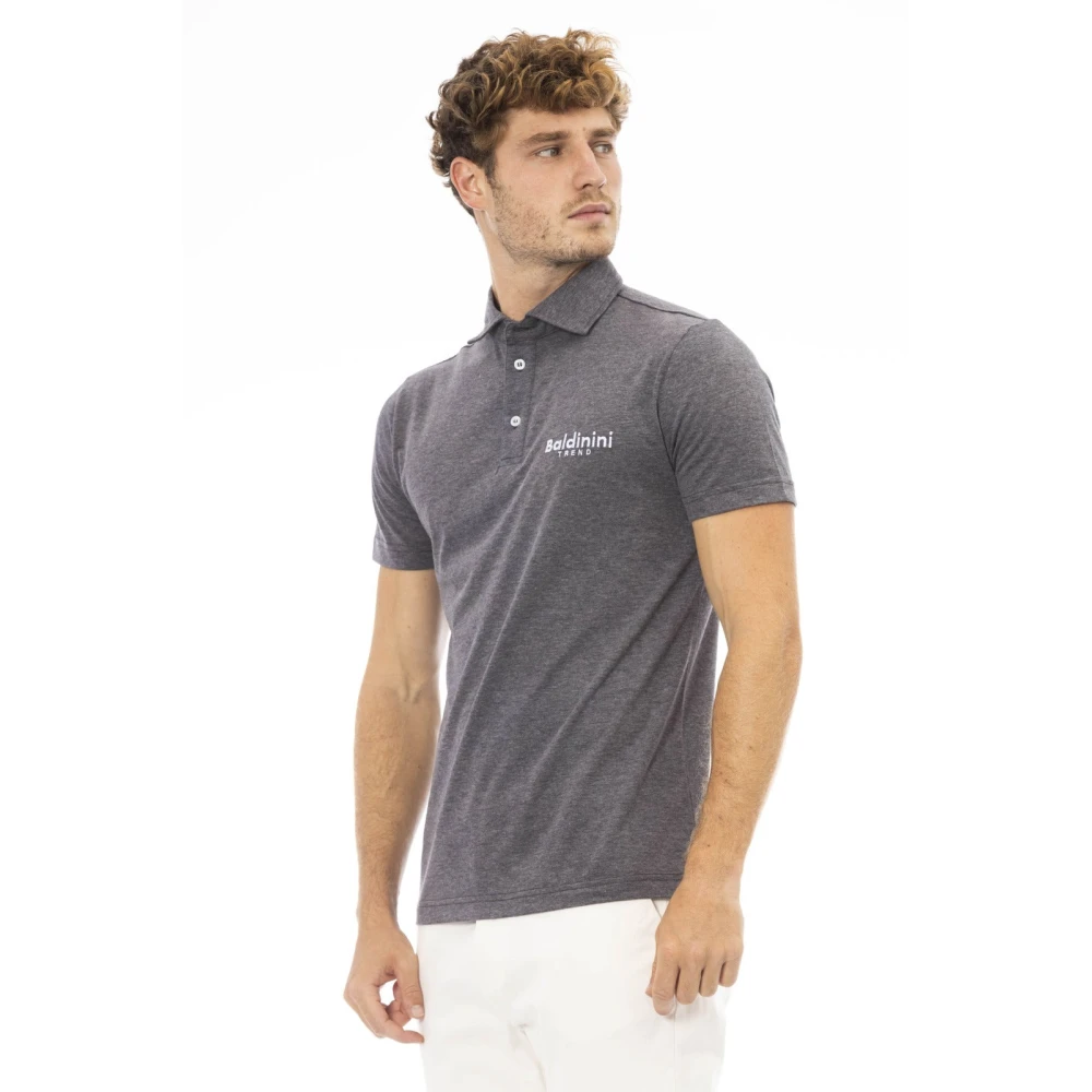 Baldinini Geborduurd Logo Polo Shirts Trend Gray Heren