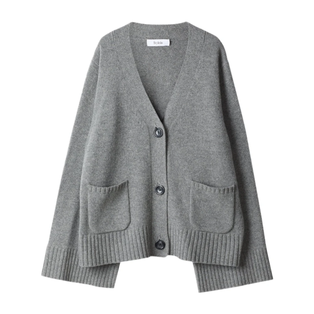 Stylein Grijze Merino Cardigan met V-Hals Gray Dames
