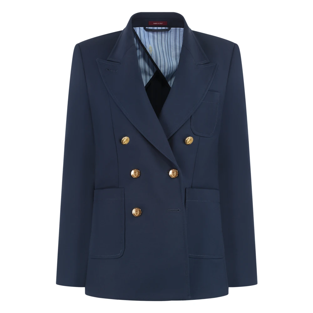 Gucci Blue Cotton Double-Breasted Blazer - Female - Blazers - L - Jackets